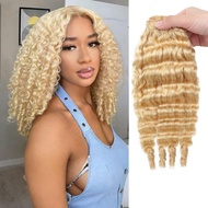613 Blonde Burmese Curly Bundles Human Hair 10 Inch 1 Single Blonde Bundle 3C4A Deep Weave with Spir