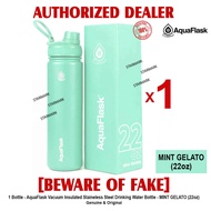 AQUAFLASK 22oz MINT GELATO Aqua Flask Wide Mouth with Flip Cap Spout Lid Flexible Cap Vacuum Insulated Stainless Steel Drinking Water Bottle Bottles or Tumbler Tumblers Authentic - 1 Bottle