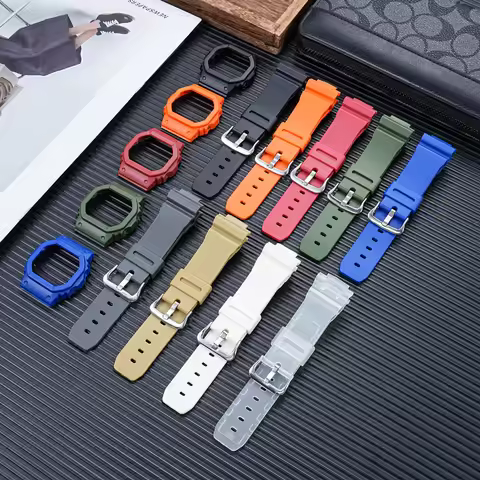 Rubber Strap + Protective Bezel Case for Casio G-Shock DW-5600/GW-M5610/GW-B5600 | Men's Watch Band 