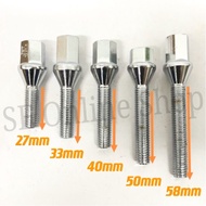 Mercedes Skru Nut Cone Type M12 1.5 Wheel Bolt,Skru Panjang,Wheel Lug Nut (27mm,33mm,40mm,50mm,58mm)