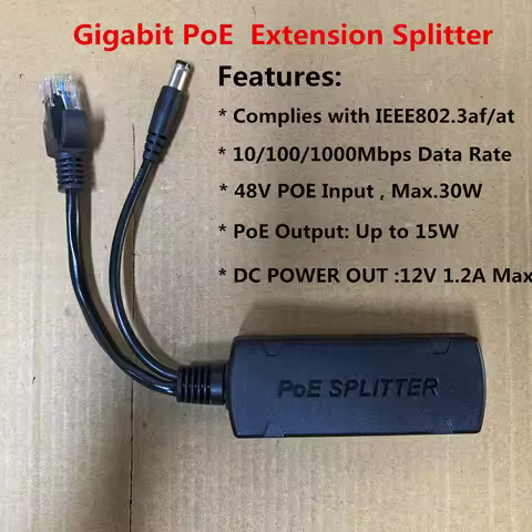 IEEE802.3af/at gigabit POE Extender 48V to 12V POE converter POE splitter