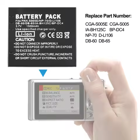 CGA-S005E Replacement Camera Battery For Panasonic Lumix DMC-FX01 DMC-FX7 DMC-FX8 DMC-FX9 DMC-LX1 DM