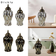 Dickly Porcelain Ginger Jar Temple Jar Multipurpose Ceramic Ginger Jar Vase with Lid Flower Vase Gin