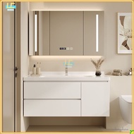 Nordic luxury ceramic basin floor-standing bathroom cabinet wall-mounted solid wood multi-layer board cabinet smart makeup mirror cabinet set