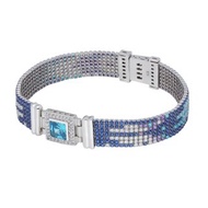 純銀八心八箭鋯石七併手鍊 - 優雅先生(藍)