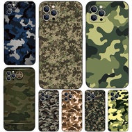 for iPhone 14 15 16 Pro Plus Max Compatibility TPU Phone Cases Soft protective cover Army Camouflage