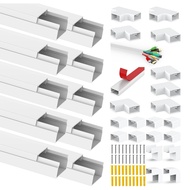 (KFVT) Self-Adhesive Cable Duct TV Cable Duct Kit TV Cable Organiser 10 Pieces X 0.4 M Cable Duct fo
