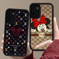 E7 Mickey and Minnie Case for Black Silicone OPPO A57 A96 A76 A57e A77 A36 A57s A77s
