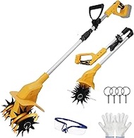 Cordless Tiller Cultivator Compatible with Dewalt 20V Max Li-ion Battery, 500W Brushless Rototiller 