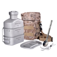 WolkeTour Titanium Canteen Military Mess Kit with Storage Bag Titanium Water Bottle for Outdoor Camp