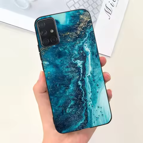 For Samsung A51 A71 A31 Phone Case Fashion Pattern Liquid Silicone Full Protection Back Cover For Sa