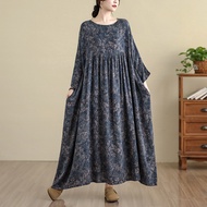 Oladivi L-7XL Plus Size Women 3/4 Length Sleeve Casual Loose Oversized Dresses Spring Autumn Summer 