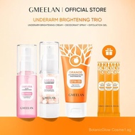 GMEELAN Sakura Underarm Brightening Cream, Bleaching Scrub & Gluta Deodorant Set - Moisturize, Exfol