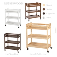 3 Tier Multi-Function Rubberwood Kitchen Trolley, 3-tier Restaurant Hotel Cafe Food Serving Trolley