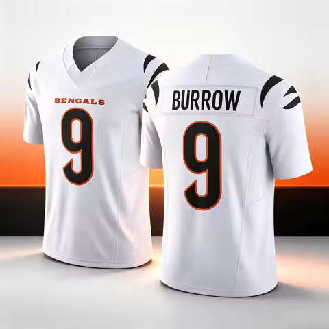 Men Cincinnati #9 Joe Burrow Black Home Football Jersey Name Number V Neck Short Sleeve Jersey Fans