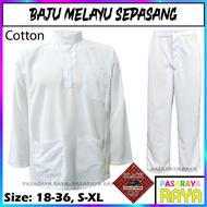 Baju Melayu Sekolah Agama Kain Cotton TC SEPASANG JENAMA BLACK CAT TAIPING KAIN SOFT COTTON