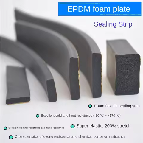 EPDM Flat Foam Sealing Strip Strong Adhesive Rubber Seal Single Sided EVA Black Foam Tape Anti-colli