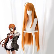 Persona 5 Futaba Sakura Cosplay Wig Long Orange Straight Heat Resistant Synthetic Hair