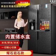 德國歐芬德一級590雙對開門全自動製冰冰箱All家用大容量黑色