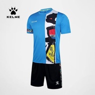KELME Karme ชุดชุดเสื้อผ้าเล่นฟุตบอลแขนสั้นผู้ชาย,เสื้อเปล่าสำหรับฝึกซ้อมเกมคอกลมสั่งทำ