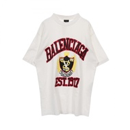 【二手】巴黎世家 (Balenciaga) BALENCIAGA剪裁縫製學院風 Logo 純棉 T 卹，男女通用款，二手 A