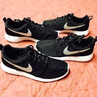 Nike Roshe Run 輕量 網面 黑白 銀勾 慢跑鞋