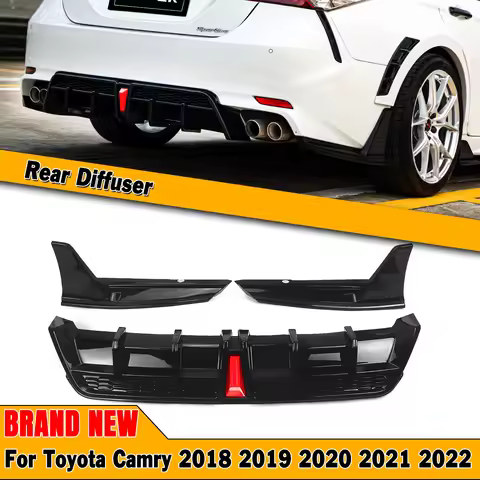 YOFER For Toyota Camry SE XSE Sport Model Only 2018-2024 Gloss Black Rear Diffuser Bumper Lip Boot S