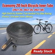 Economy 20 Inch Bicycle Inner Tube (20x1.25, 20x1.35, 20x1.50) High Elasticity Rubber Tiub Basikal C