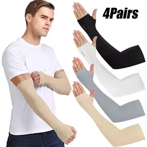 4 Pairs Fashion Summer Ice Silk Sun Protection Ice Sleeve Unisex Outdoor Beach Sports Cycling Drivin