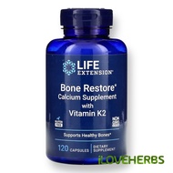 Life Extension, Bone Restore, Calcium Supplement with Vitamin K2, 120 Caps | Shelf Life: 2–4 Years