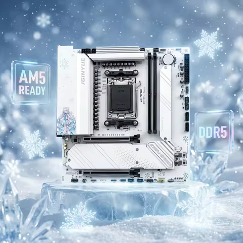JGINYUE B650M Snow Dream Motherboard AM5 DDR5 for AMD Ryzen 7000/8000/9000 Series CPU 19-Phase Power