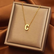Kalung Inisial Wanita Titanium Kalung Titanium Wanita Liontin Huruf Kalung Alfabet