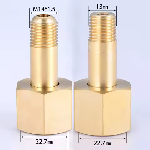 1Pc Brass Valve Adapter Connector for Oxygen Cylinder Fitting Female G5/8 22.7mm To Male M14*1.5 / N