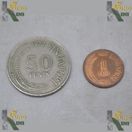 KOIN KUNO 50 CENTS &amp; 1 CENT SINGAPORE, 1972 - 1981, 2 koin