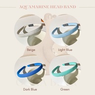 guma bear - aquamarine headband bando bandana tipis kecil biru polos - light blue