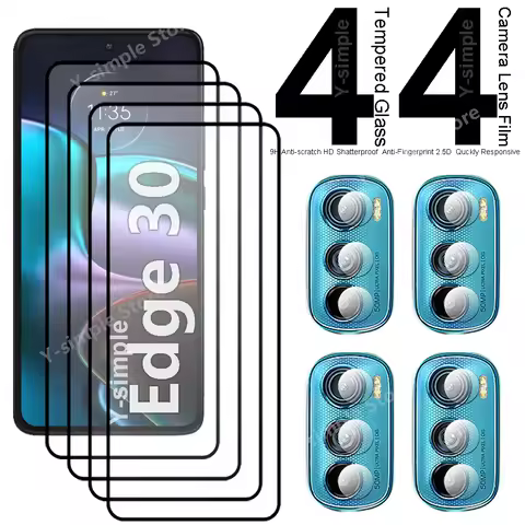 4+4 Phone Glass For Motorola Edge 30 Screen Protector Full Coverage Soft Camera Lens film For MOTO e