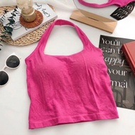 Ninabobo BR186 Tanktop Wanita Tali Leher Tank Top U-Neck Halter Necktie Tanpa Kawat With Cup