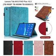 For Lenovo Tab M10 FHD Plus 10.3 TB-X606F TB-X606M TB-X606X TB-X606V Fashion 3D Tree Style PU Leather Case High Quality Wallet Stand Flip Cover With Card Slots Pen Buckle