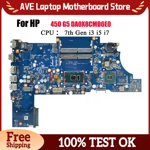 DA0X8CMB6E0 For HP ProBook 450 G5 470 G5 Laptop Motherboard L00828-601 With i3 i5 i7 CPU V2G DDR4 10