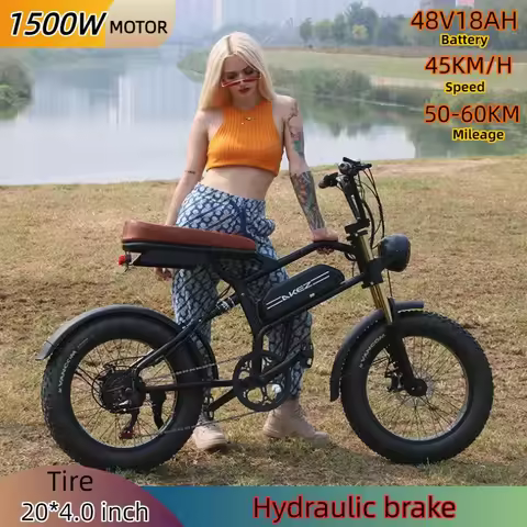 E-bike AKEZ 1500W motor 48v18ah battery urban commuting riding electric bike 20-inch fat tire beach