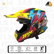 Helm JPX Cross FOX 1 Motif X27 Lightning Bull Yellow Pink