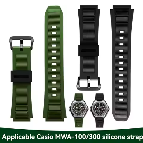 For Casio MWA-100H/MWA-300H Watch Strap, 24×20mm, Buckle Style, Durable Resin/Silicone Replacement S