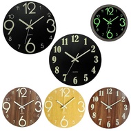 Luminous Wooden Wall Clock Wooden Silent Clock Luminous Fluorescent Clock
