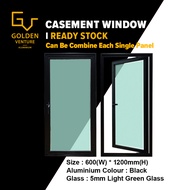 GV Aluminium Casement Window 2' Width x 4' Height Natural Anodised & Powder Coated / 5mm Green Color