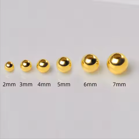 Genunie 18k Yellow Gold Beads High Polished DIY Accessories for Bracelet Necklace Anklet Earrings -
