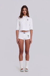 เสื้อยืดคอโปโลแขนสั้นสีขาว Jaded London สำหรับผู้หญิง ทรงสลิมฟิต ผ้าฝ้ายแท้ ความยาวปกติ ฤดูร้อน 2024