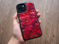 紅色 鮑魚貝殼 手工手機殼 適用iPhone16,15,14,13,12,11 Pro Max