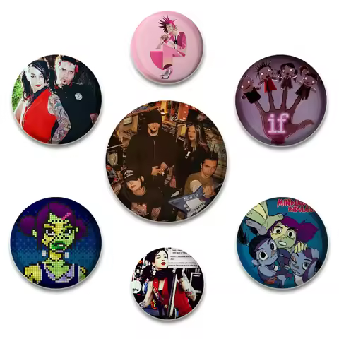 Creative Round Brooch Cartoon Badge FRANKENSTEIN GIRLS Jamie Hewlett Snap-in Button Pins for Backpac