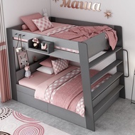 {Sg Sales} Double Decker Bed Frame Double Bed Loft BedBed High Low Height-Adjustable Bed Multi-Functional Boys and Girls Adult Bunk Bed Multi-functional Kids Bed Frame With Storage
