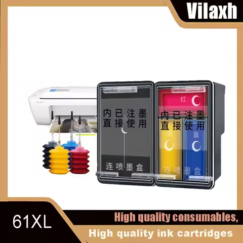 Vilaxh 61XL Ink Cartridge for HP61 for HP 61 XL Envy 4500 4502 5530 Deskjet 1050 2050 3050 3054 3000